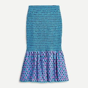 Monaco Blue Smocked Skirt in Layered Block